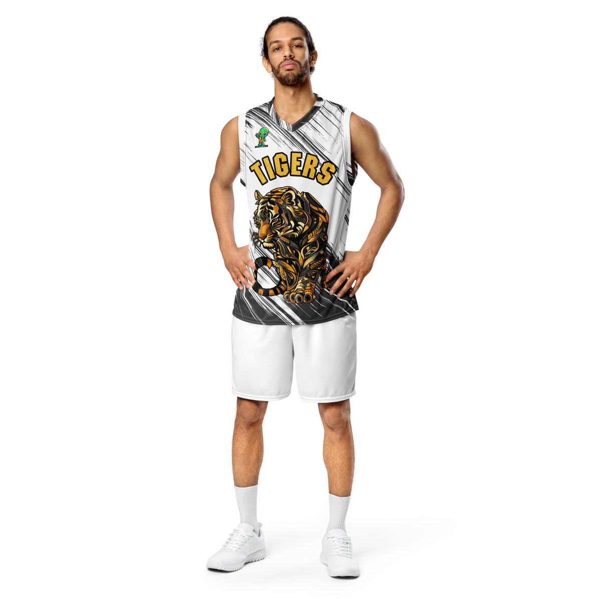 Bengal Brilliance - Recycled unisex basketball jersey - Abstract Black and White
