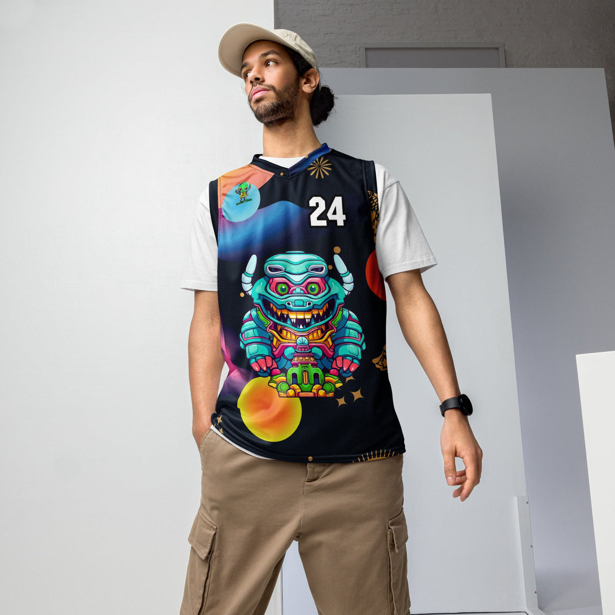 Astro Protector - Recycled unisex basketball jersey - Nebula Night Colorway - BBairt