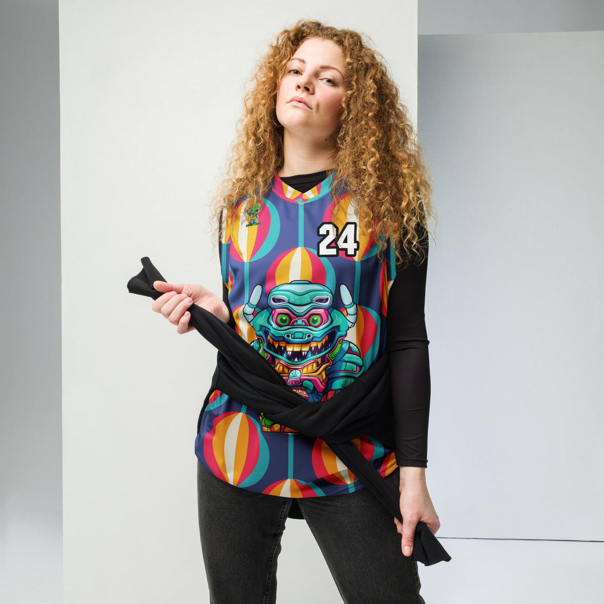 Astro Protector - Recycled unisex basketball jersey - Retro Carnival Colorway - BBairt