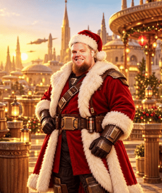 Big Ed – Santa Warrior at Sunset – Photo Paper Poster