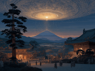 Dawn Over the Celestial Gate Desk Mat - BBairt