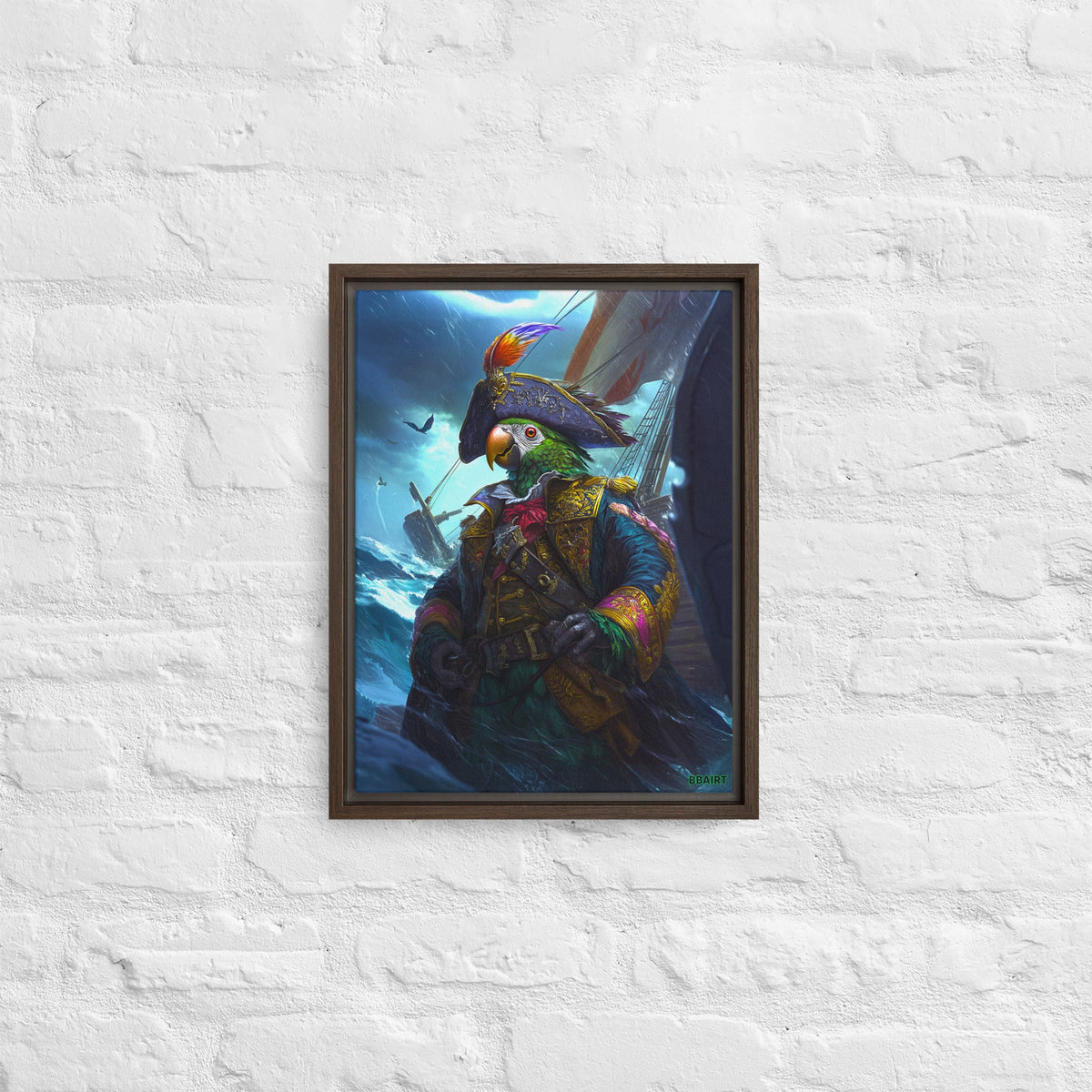 Captain Plume the Pirate Parrot - Framed Canvas Print - BBairt