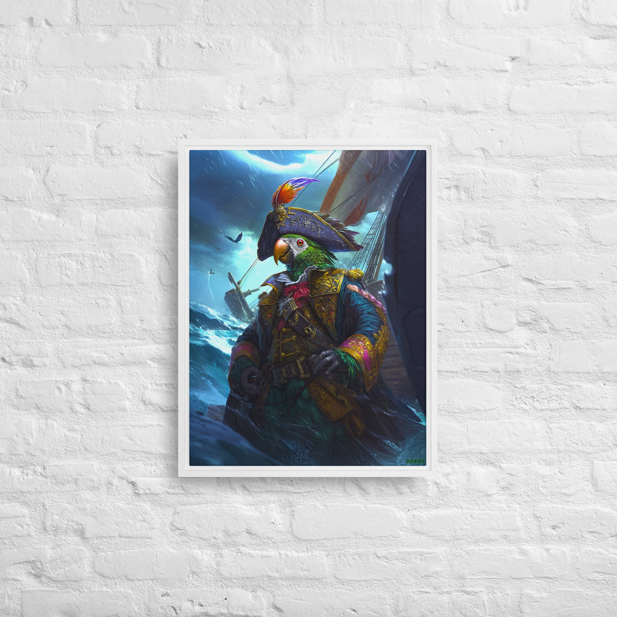 Captain Plume the Pirate Parrot - Framed Canvas Print - BBairt