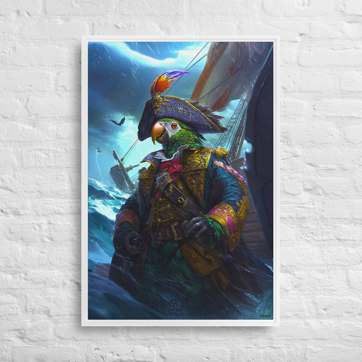 Captain Plume the Pirate Parrot - Framed Canvas Print - BBairt
