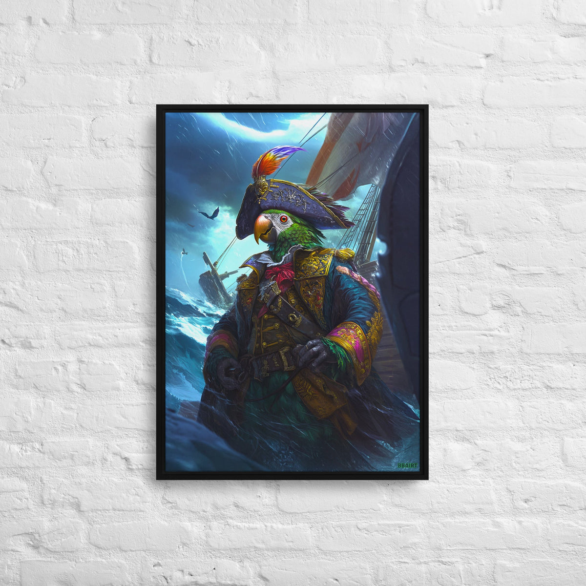 Captain Plume the Pirate Parrot - Framed Canvas Print - BBairt