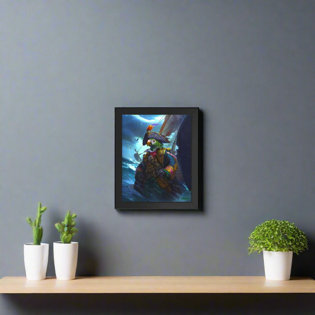 Captain Plume the Pirate Parrot - Framed Matte Poster - BBairt