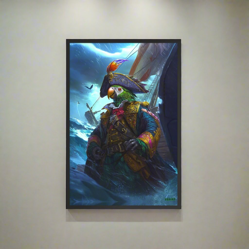 Captain Plume the Pirate Parrot - Framed Matte Poster - BBairt