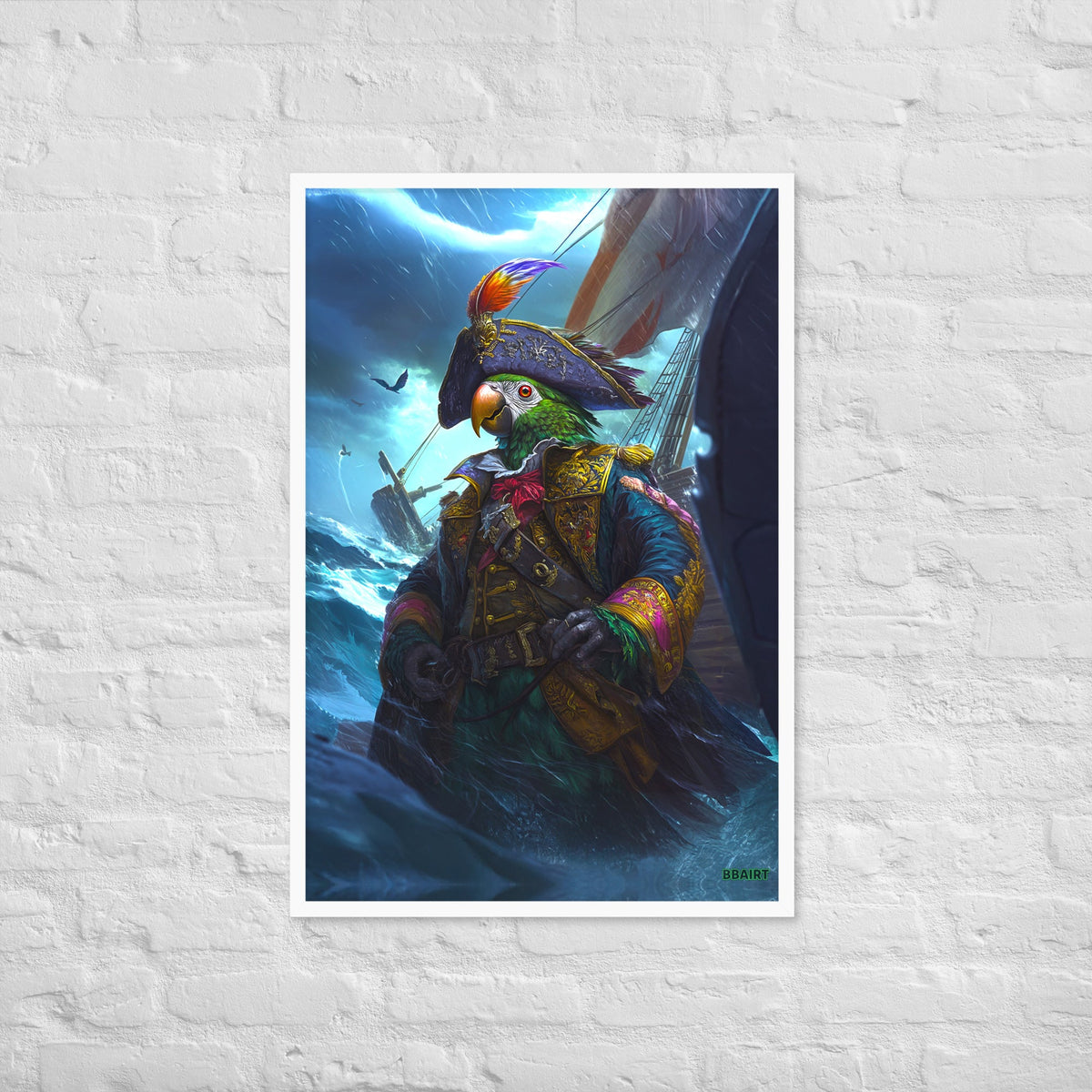 Captain Plume the Pirate Parrot - Framed Matte Poster - BBairt