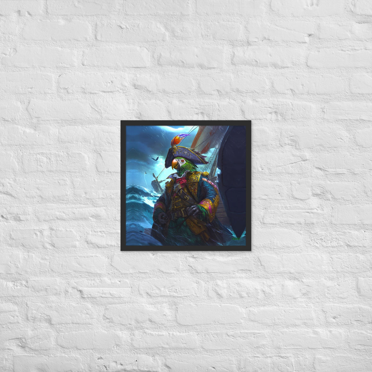 Captain Plume the Pirate Parrot - Framed Matte Poster - BBairt