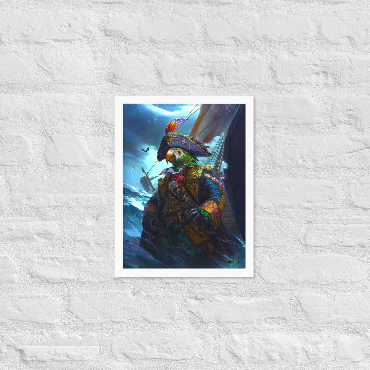 Captain Plume the Pirate Parrot - Framed Matte Poster - BBairt