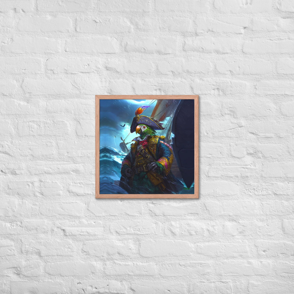 Captain Plume the Pirate Parrot - Framed Matte Poster - BBairt
