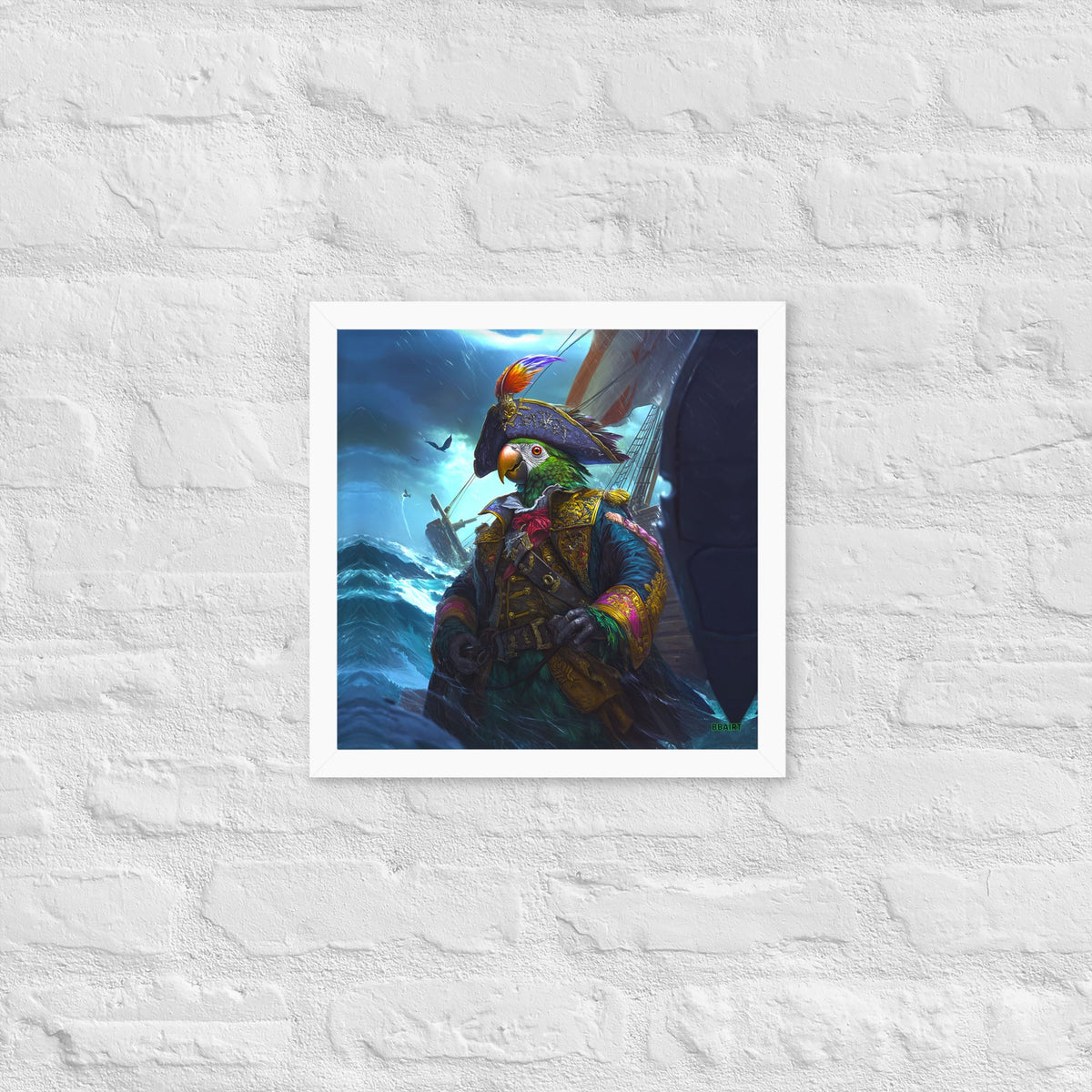 Captain Plume the Pirate Parrot - Framed Matte Poster - BBairt