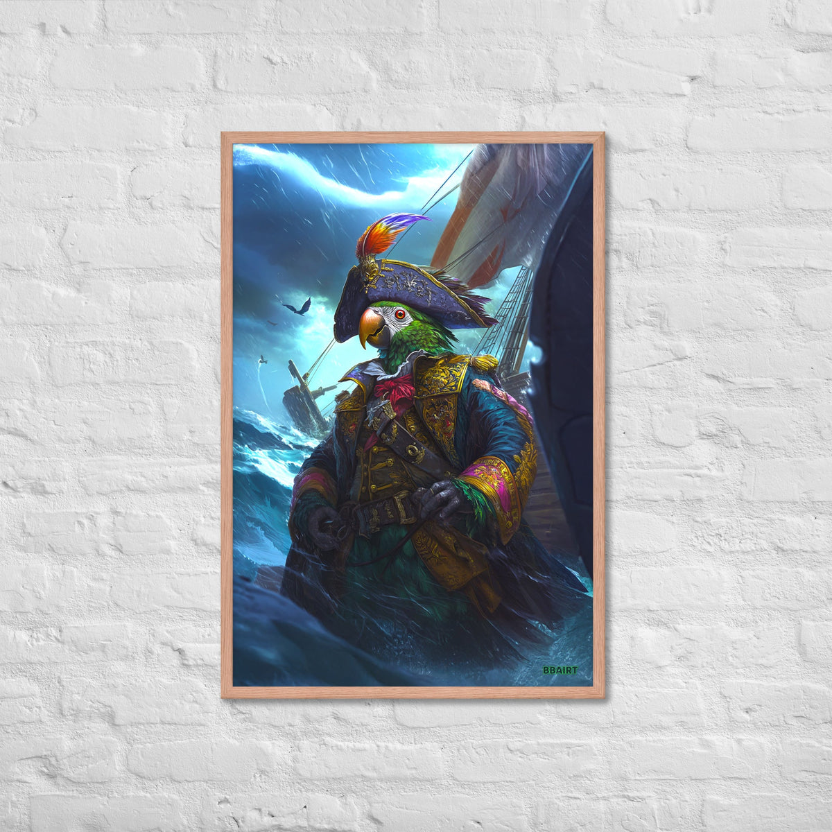 Captain Plume the Pirate Parrot - Framed Photo Paper Poster - BBairt