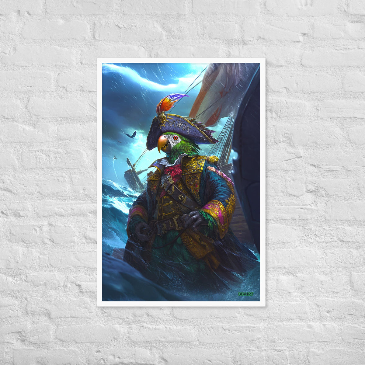 Captain Plume the Pirate Parrot - Framed Photo Paper Poster - BBairt