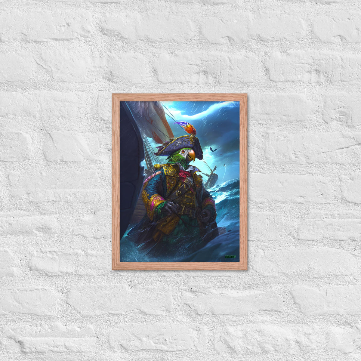 Captain Plume the Pirate Parrot - Framed Photo Paper Poster - BBairt