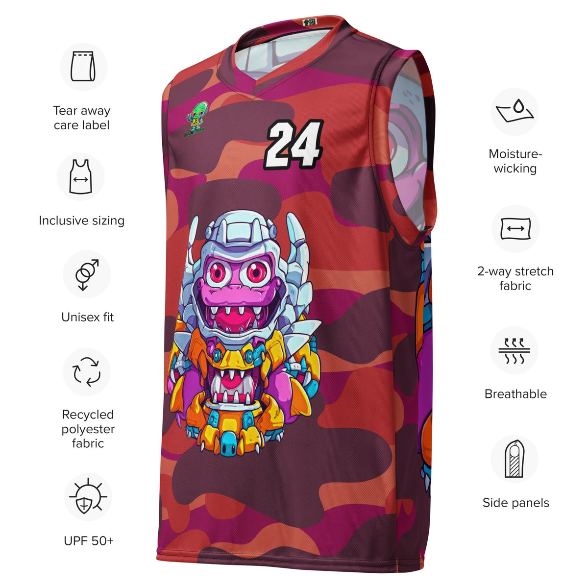 Cyber Critter - Recycled unisex basketball jersey - Inferno Camo Colorway - BBairt