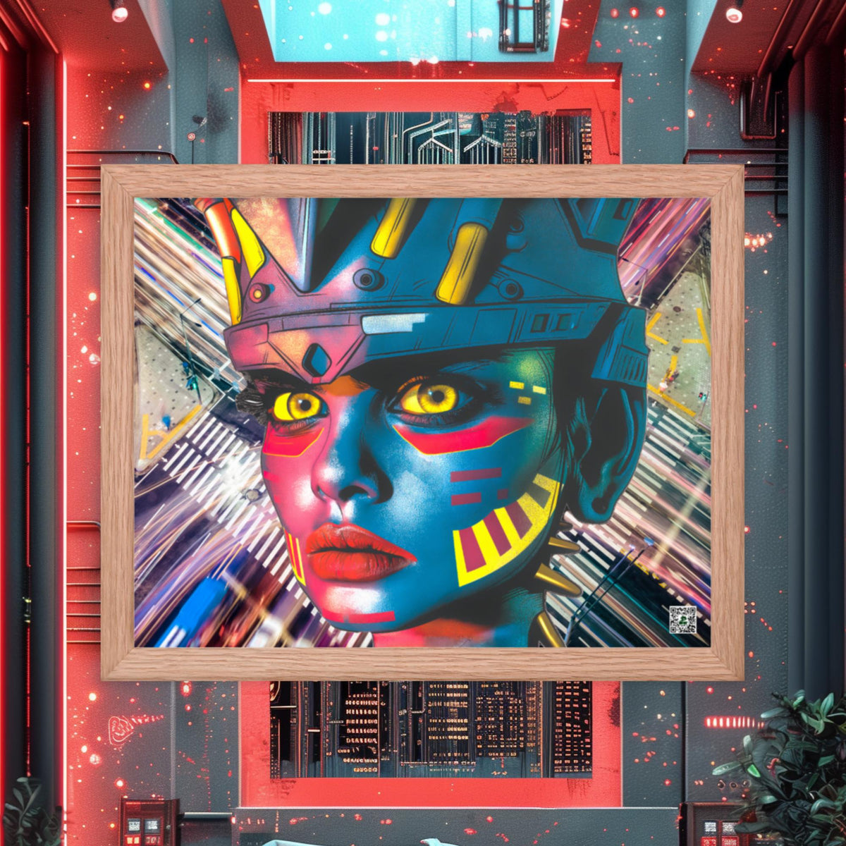 Cyber Empress - Framed photo paper poster - Electric Metropolis Colorway - BBairt