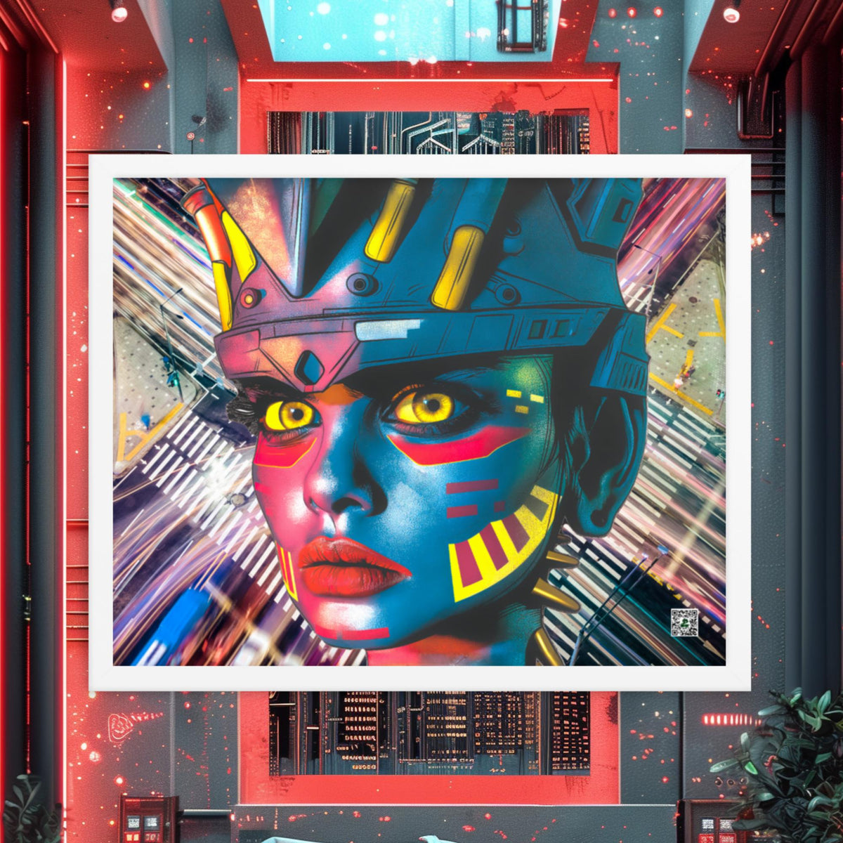 Cyber Empress - Framed photo paper poster - Electric Metropolis Colorway - BBairt