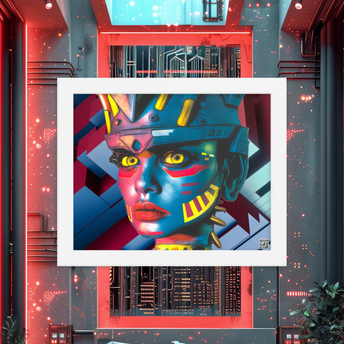 Cyber Empress - Framed photo paper poster - Geometric Pulse Colorway - BBairt