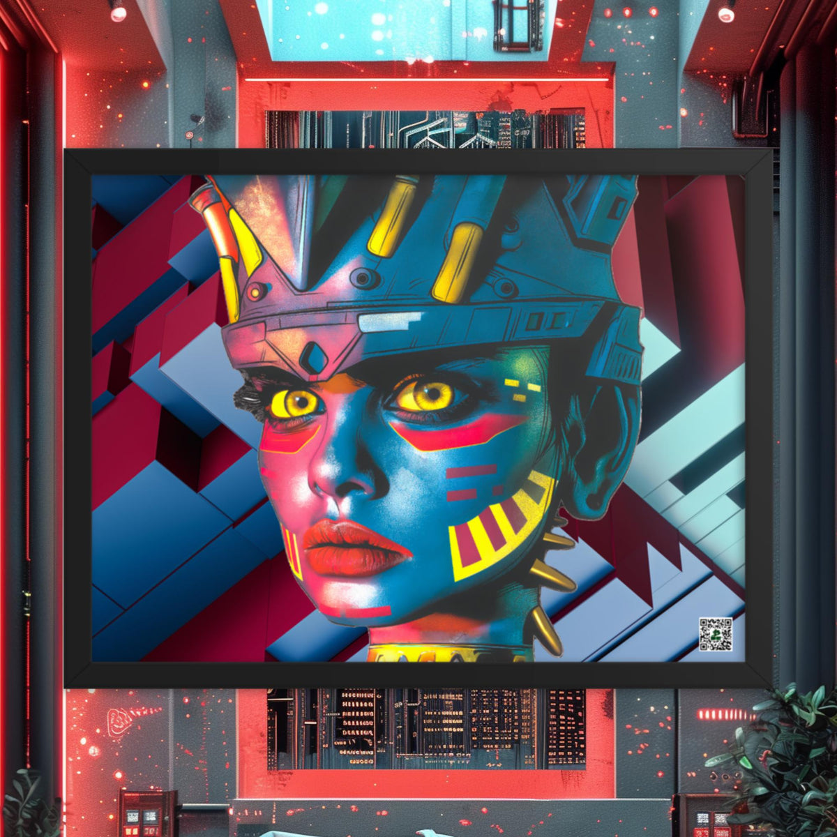 Cyber Empress - Framed photo paper poster - Geometric Pulse Colorway - BBairt
