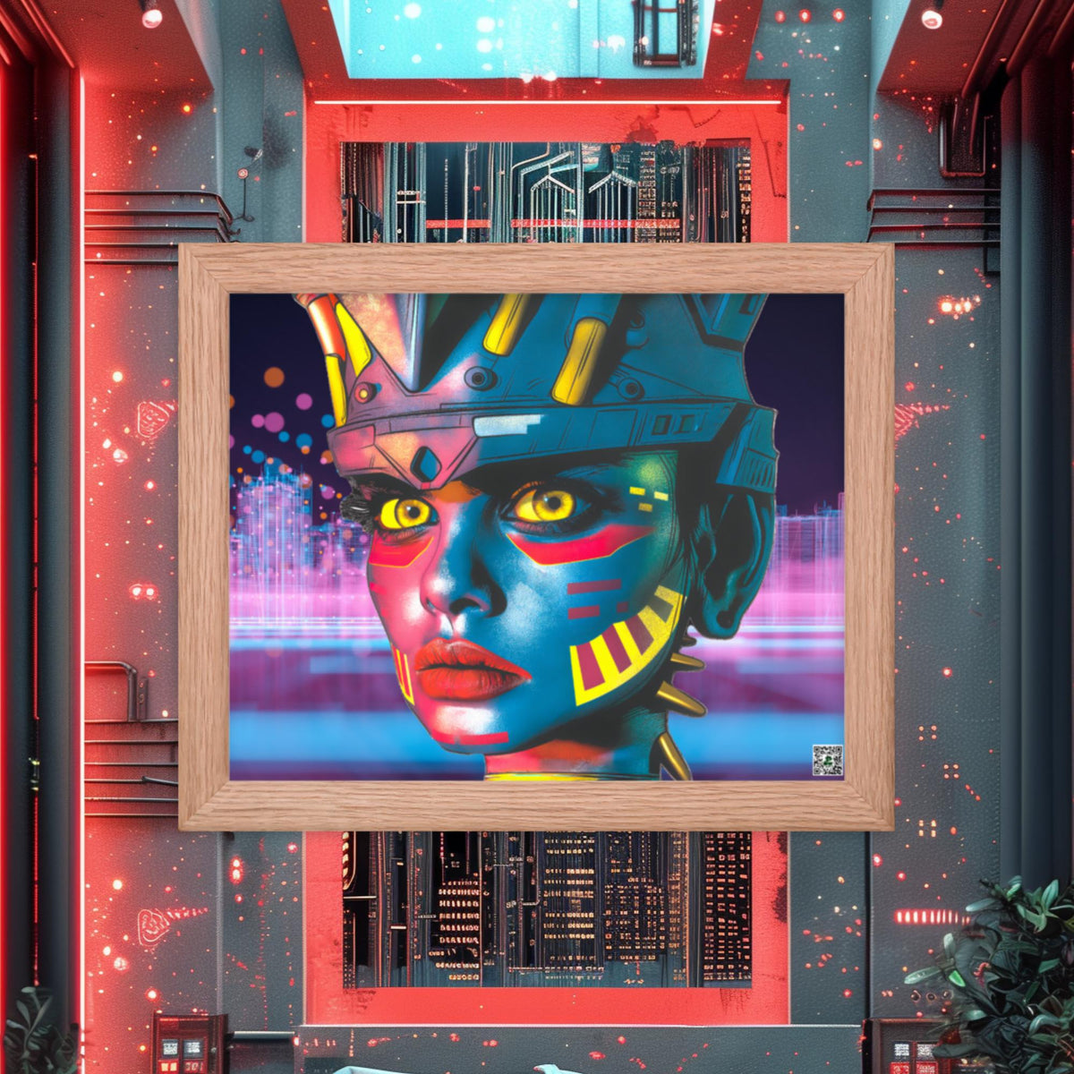 Cyber Empress - Framed photo paper poster - Neon Skyline - BBairt