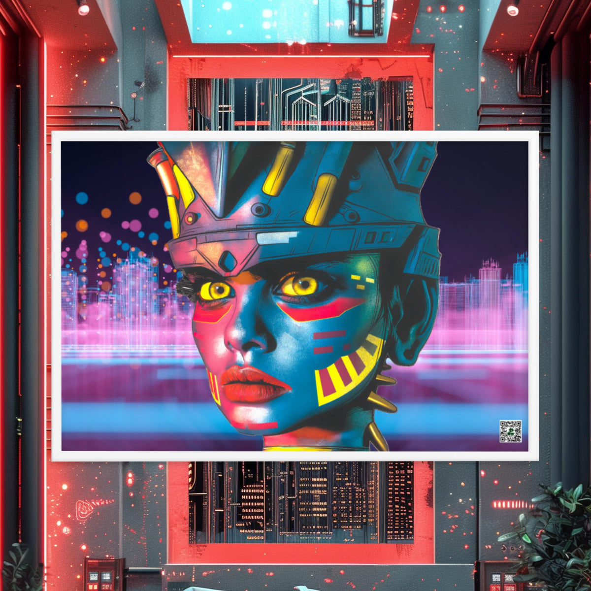 Cyber Empress - Framed photo paper poster - Neon Skyline - BBairt
