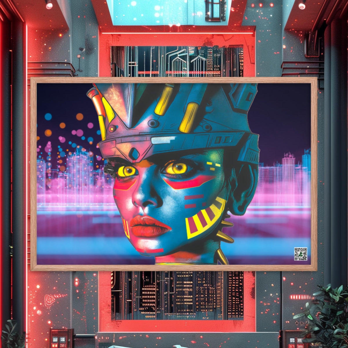 Cyber Empress - Framed photo paper poster - Neon Skyline - BBairt