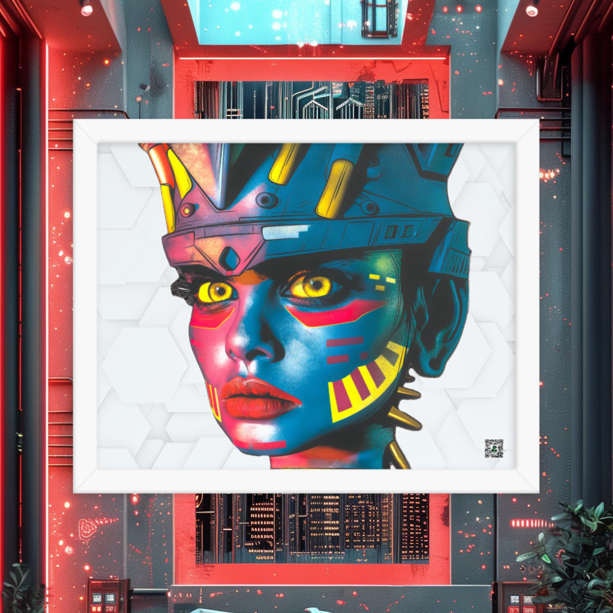 Cyber Empress - Framed photo paper poster - White Hex Colorway - BBairt
