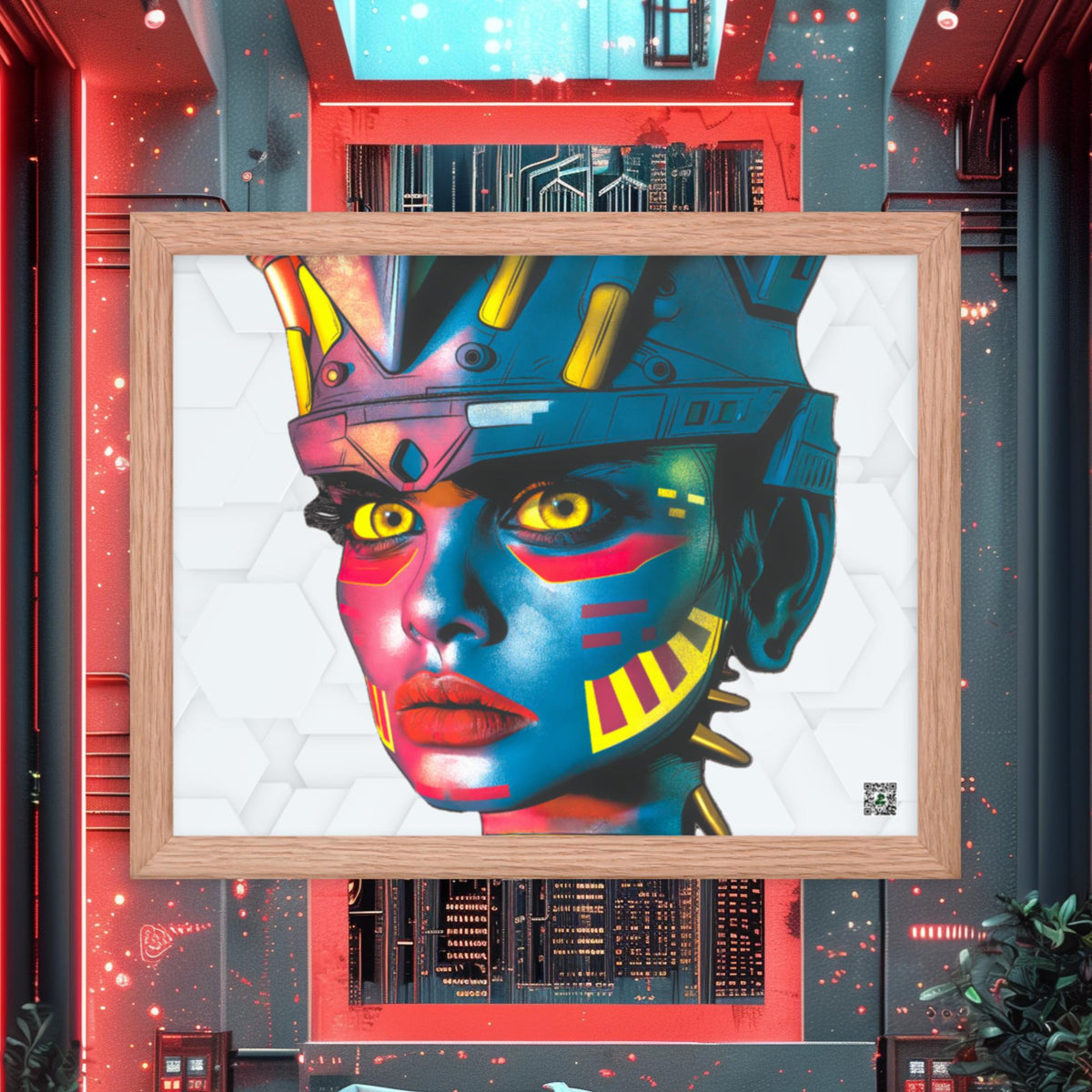 Cyber Empress - Framed photo paper poster - White Hex Colorway - BBairt