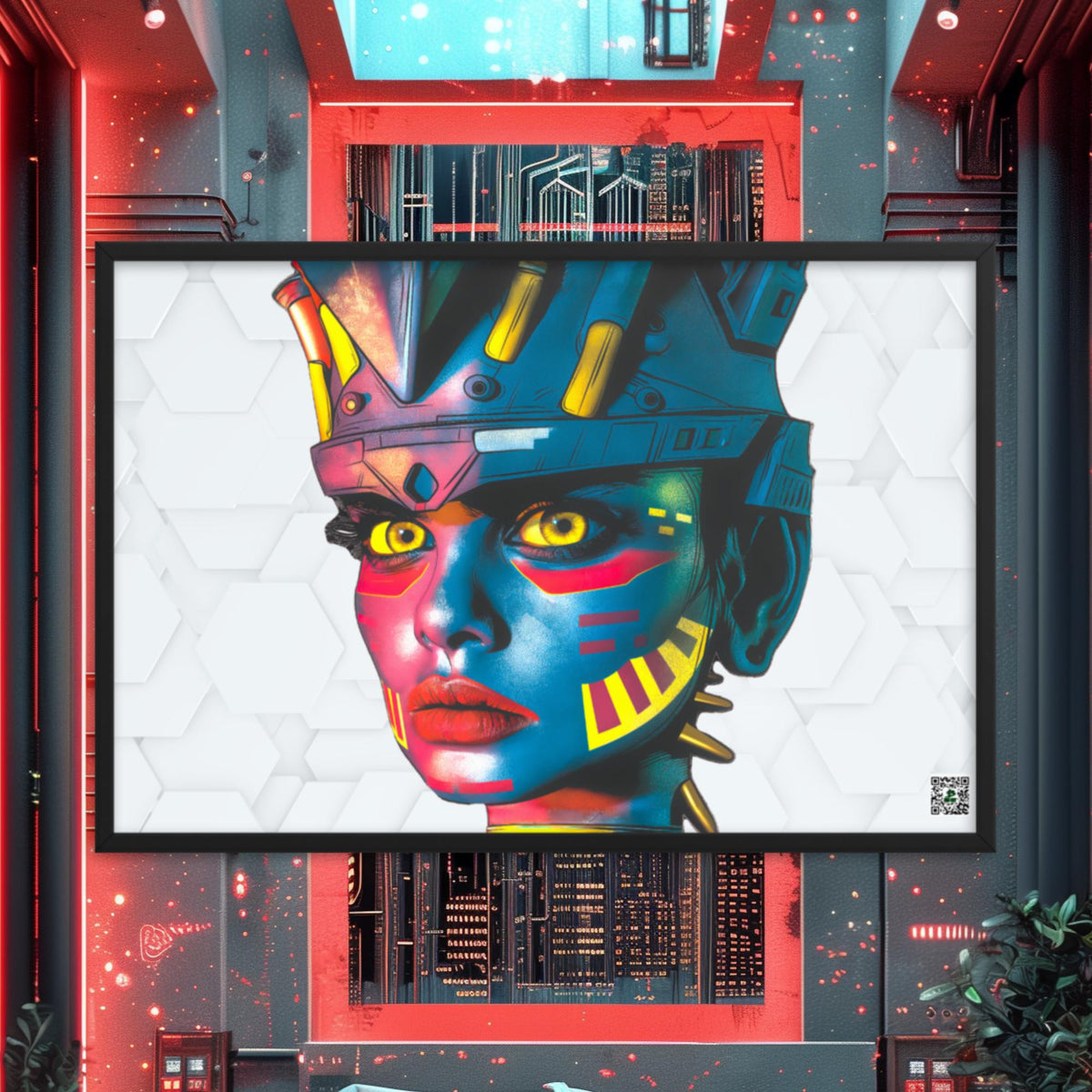 Cyber Empress - Framed photo paper poster - White Hex Colorway - BBairt