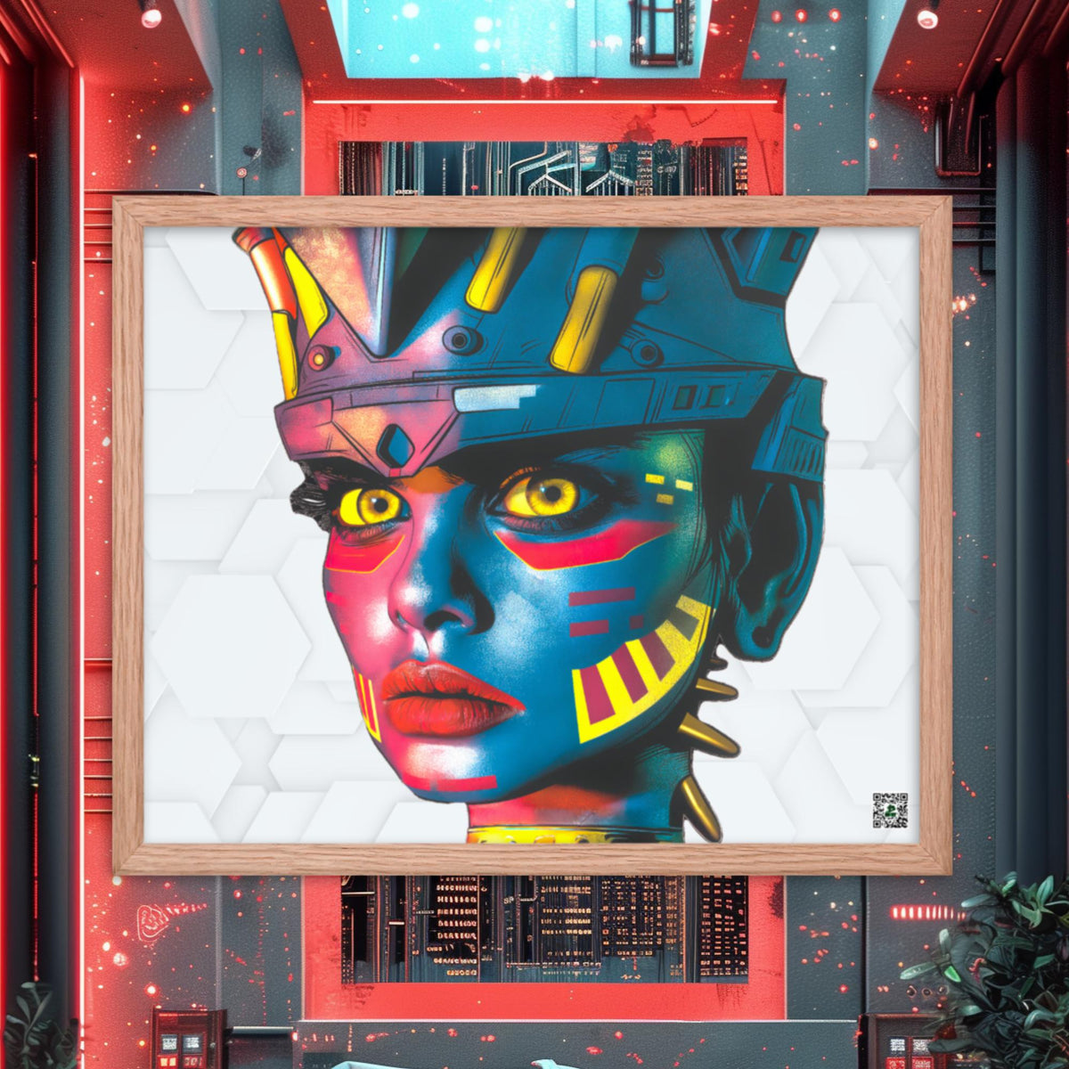 Cyber Empress - Framed photo paper poster - White Hex Colorway - BBairt