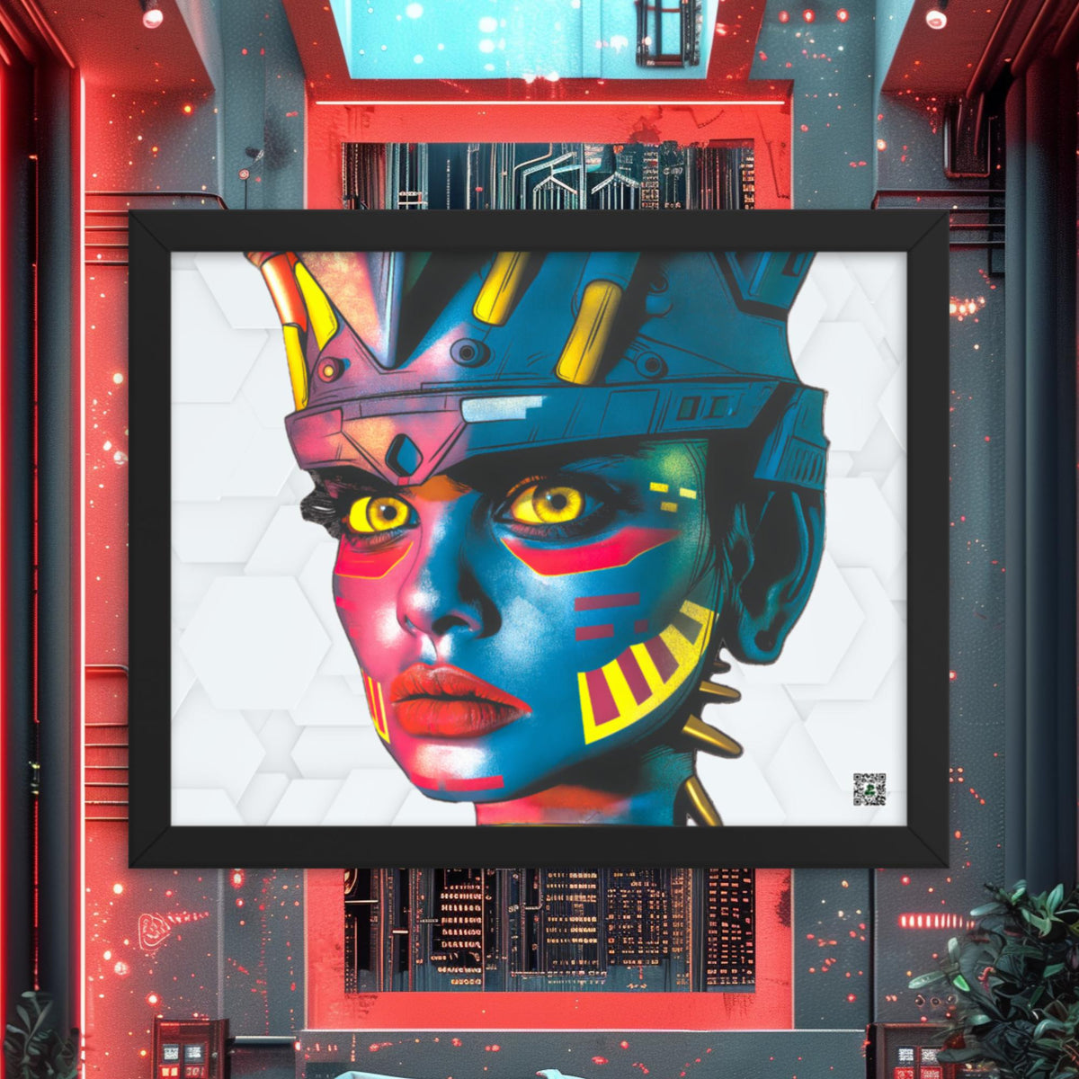 Cyber Empress - Framed photo paper poster - White Hex Colorway - BBairt