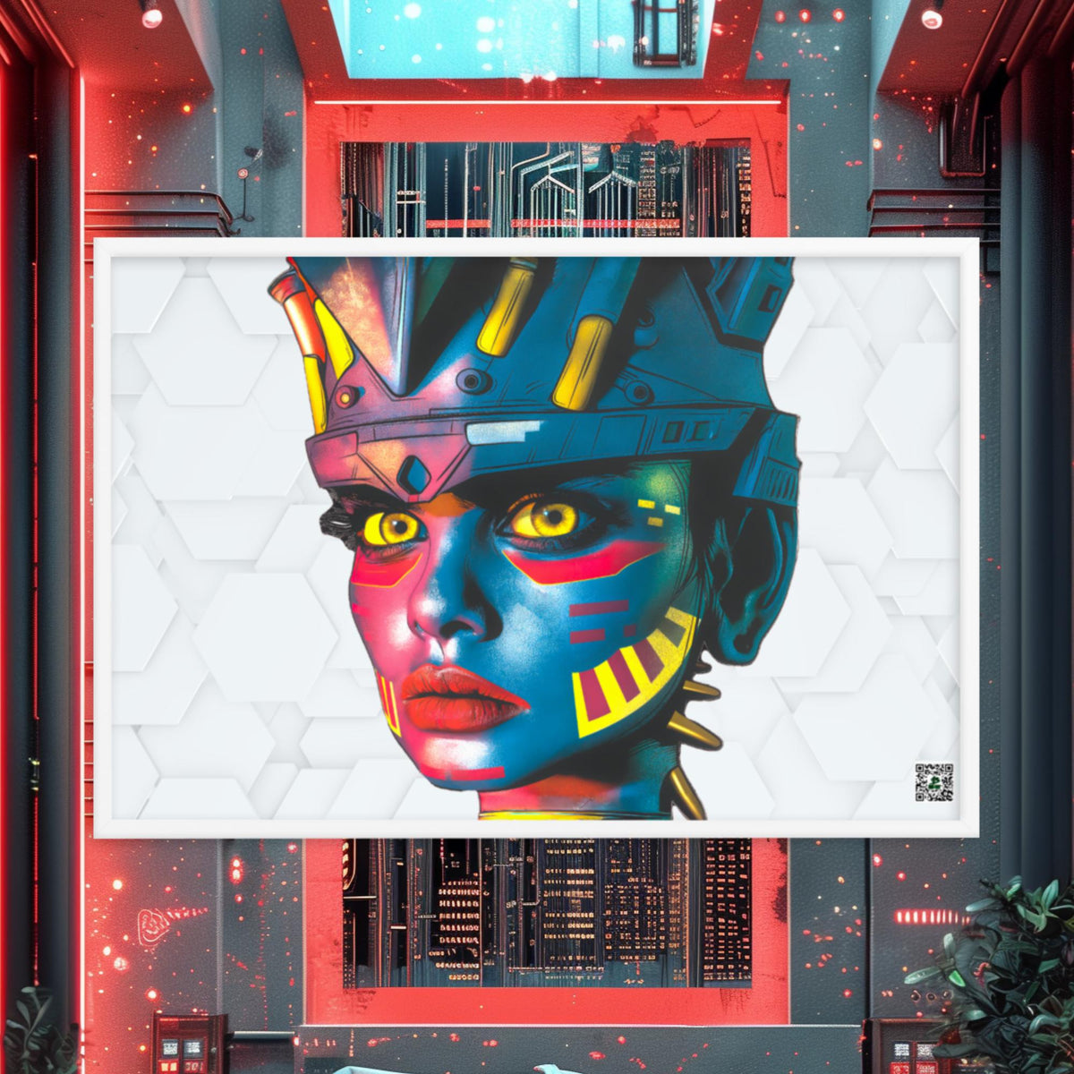 Cyber Empress - Framed photo paper poster - White Hex Colorway - BBairt