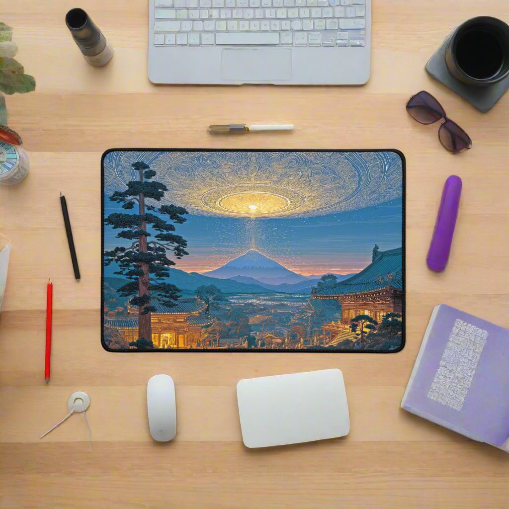 Dawn Over the Celestial Gate Desk Mat - BBairt