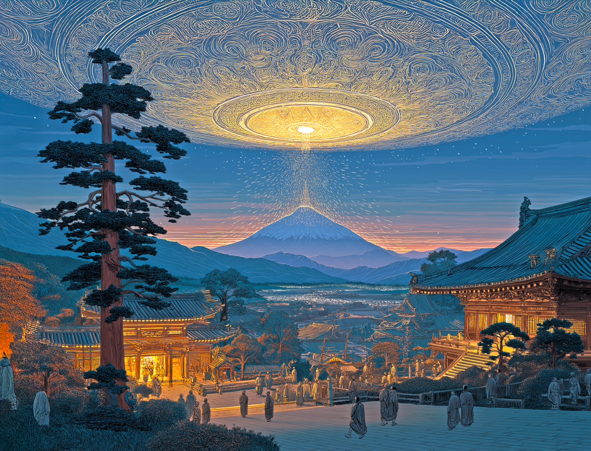Dawn Over the Celestial Gate Desk Mat - BBairt
