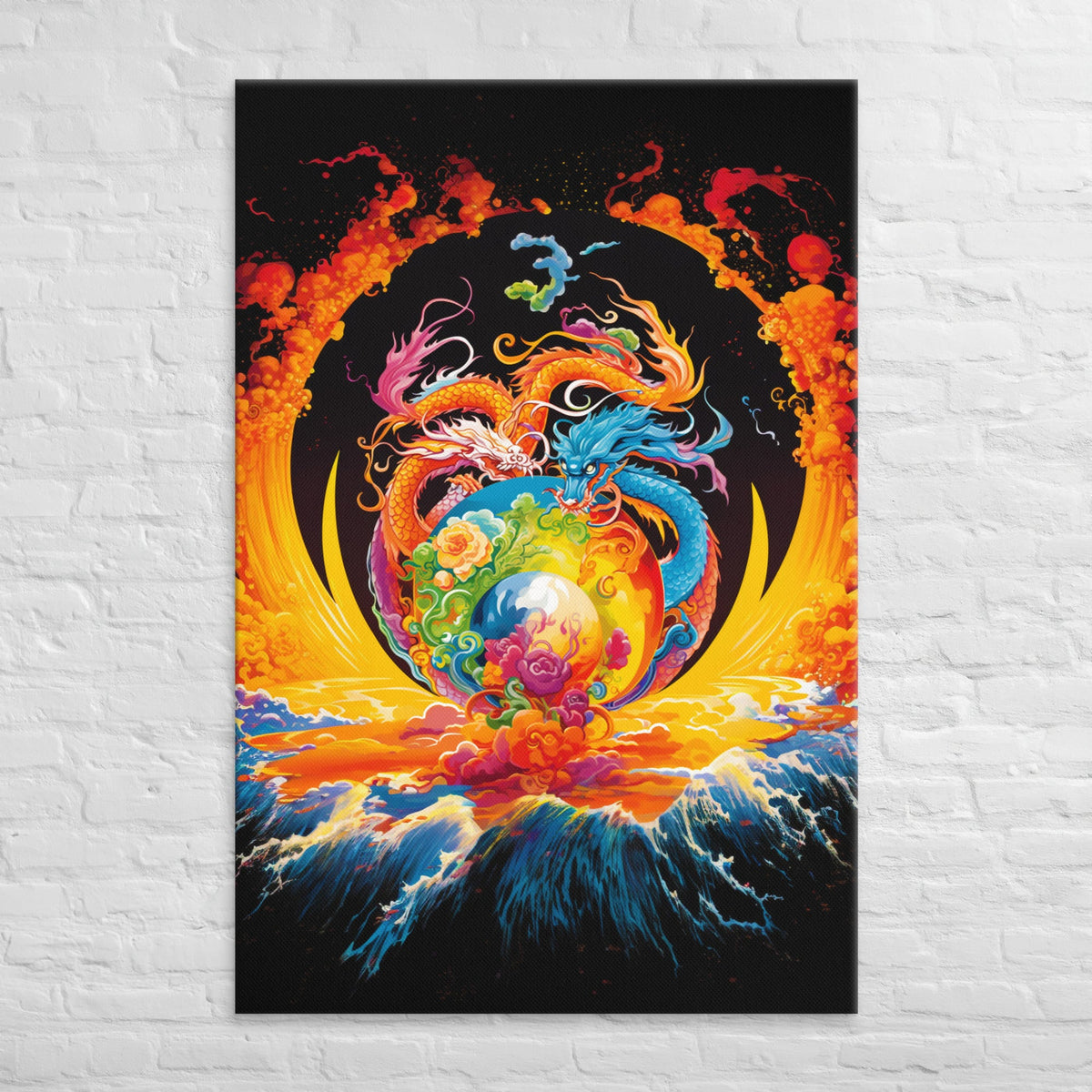 Eternal Harmony: Dual Dragon Canvas Print - BBairt