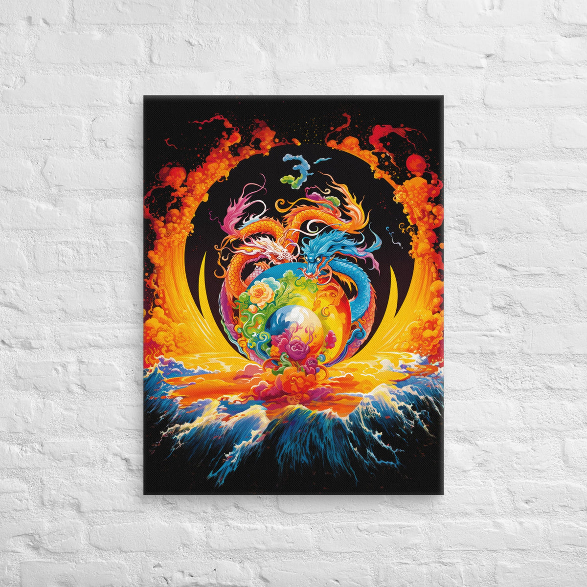 Eternal Harmony: Dual Dragon Canvas Print - BBairt