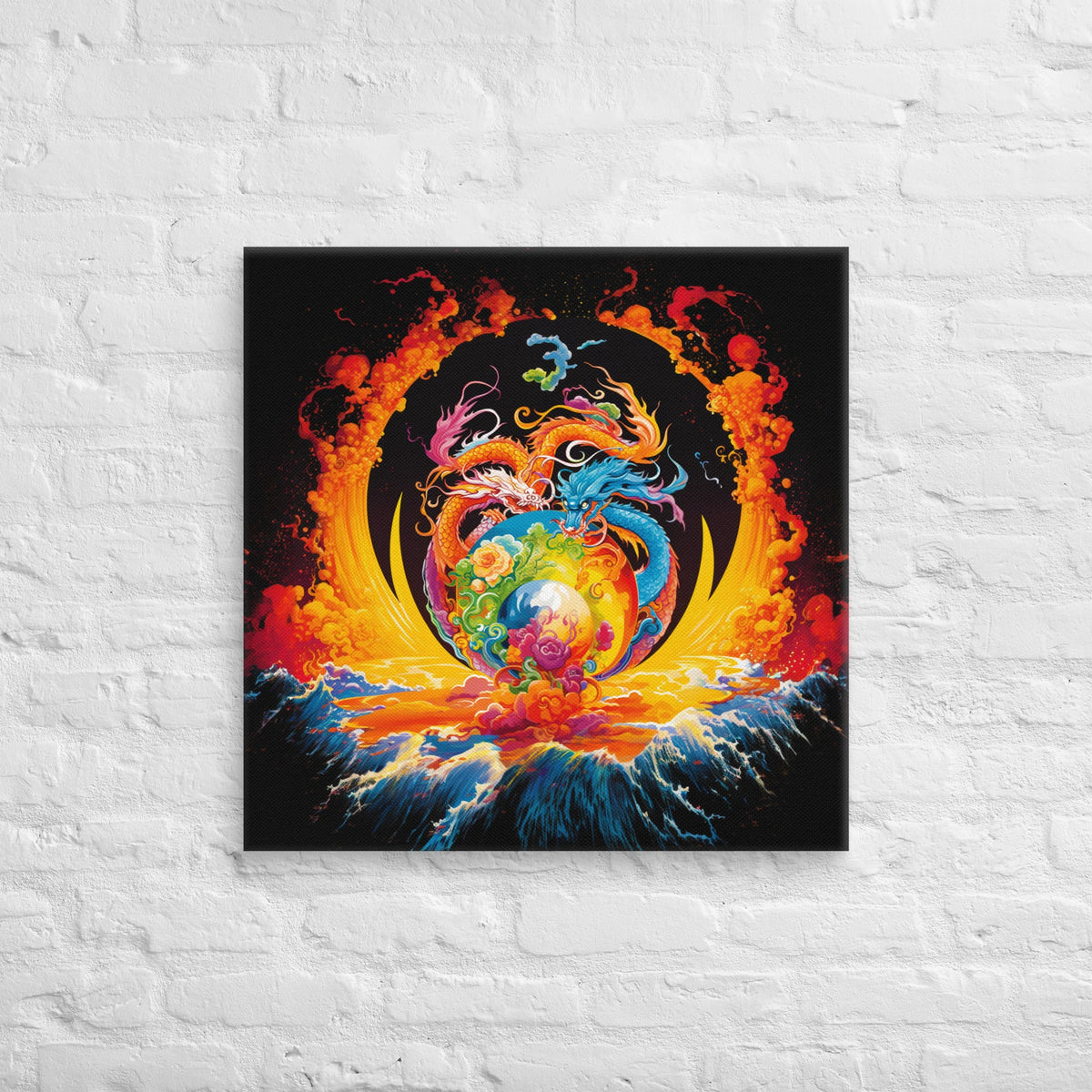 Eternal Harmony: Dual Dragon Canvas Print - BBairt