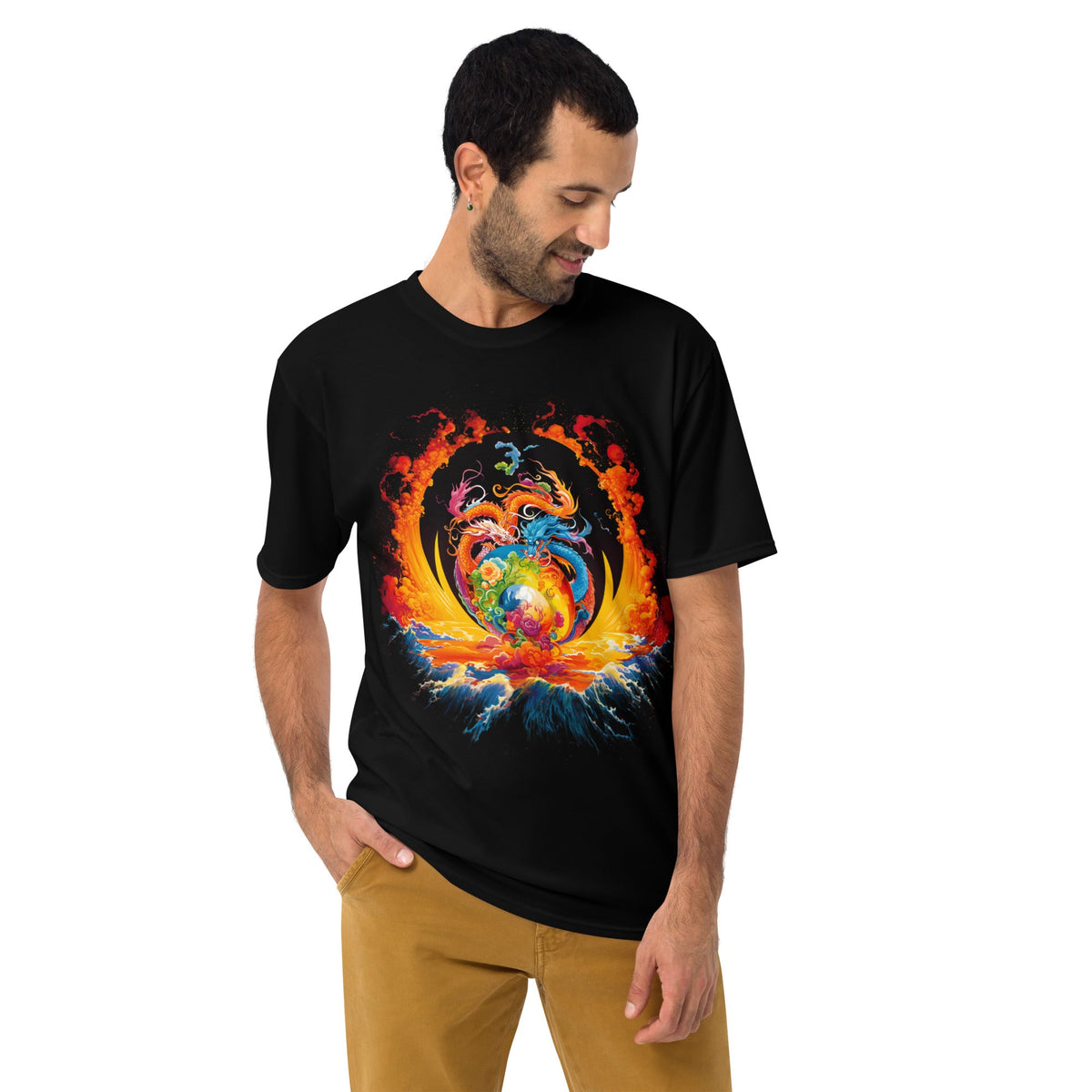 Eternal Harmony: Dual Dragon Men's Crew Neck T-Shirt - BBairt