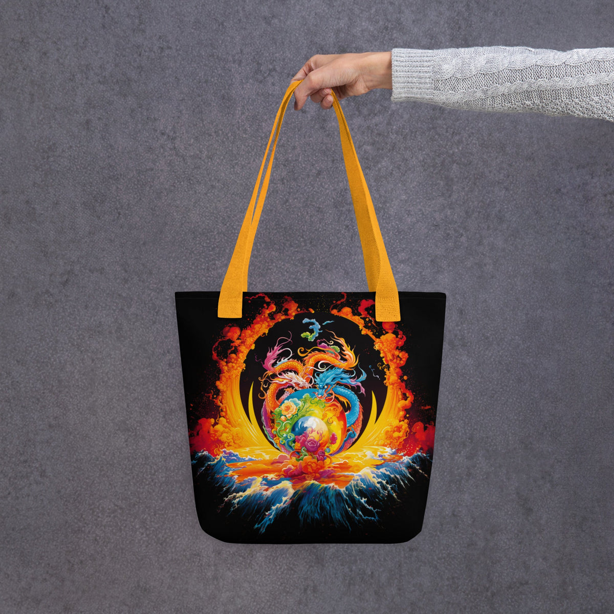 Eternal Harmony: Dual Dragon Tote Bag - BBairt