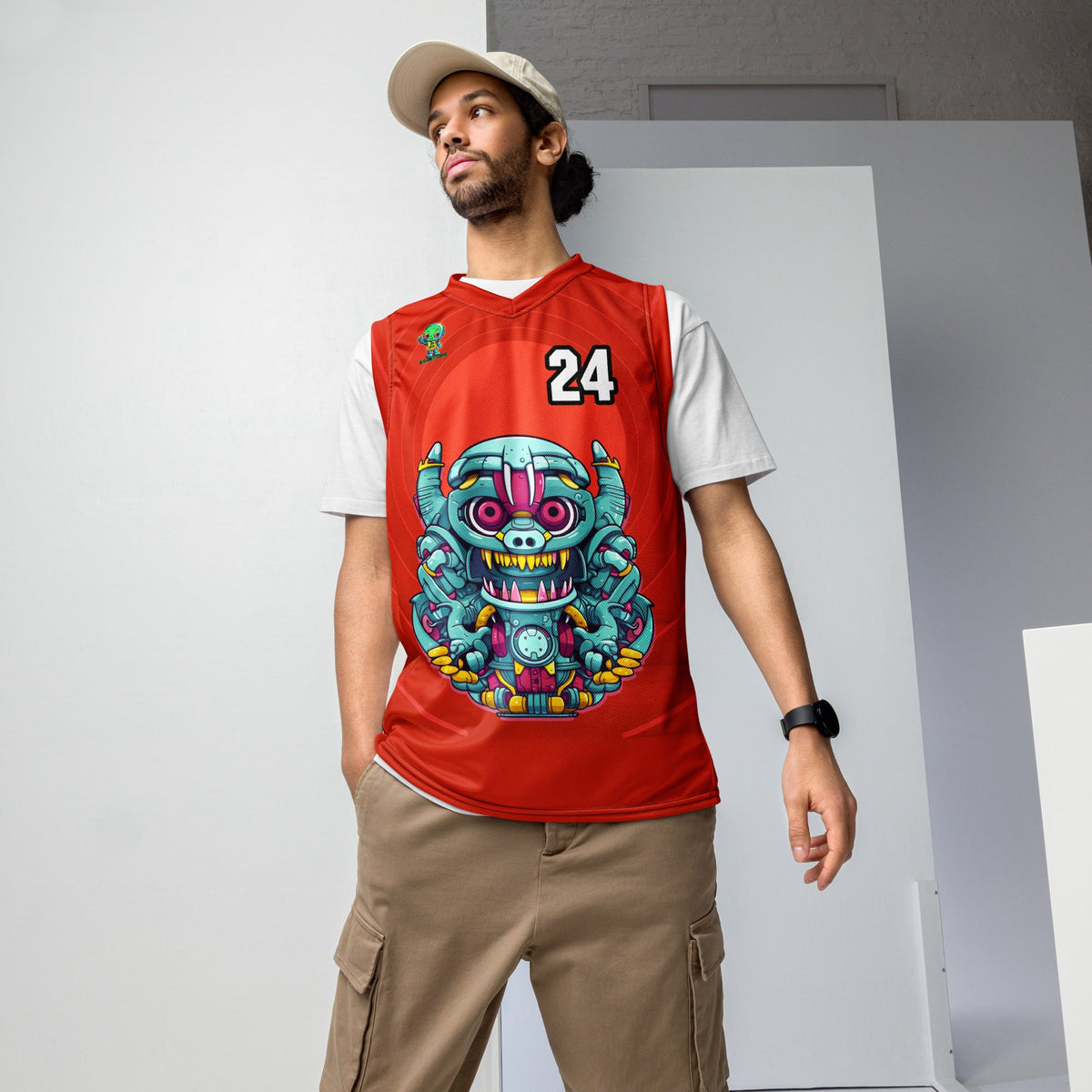 Gear Critter - Recycled unisex basketball jersey - Crimson Vortex Colorway - BBairt