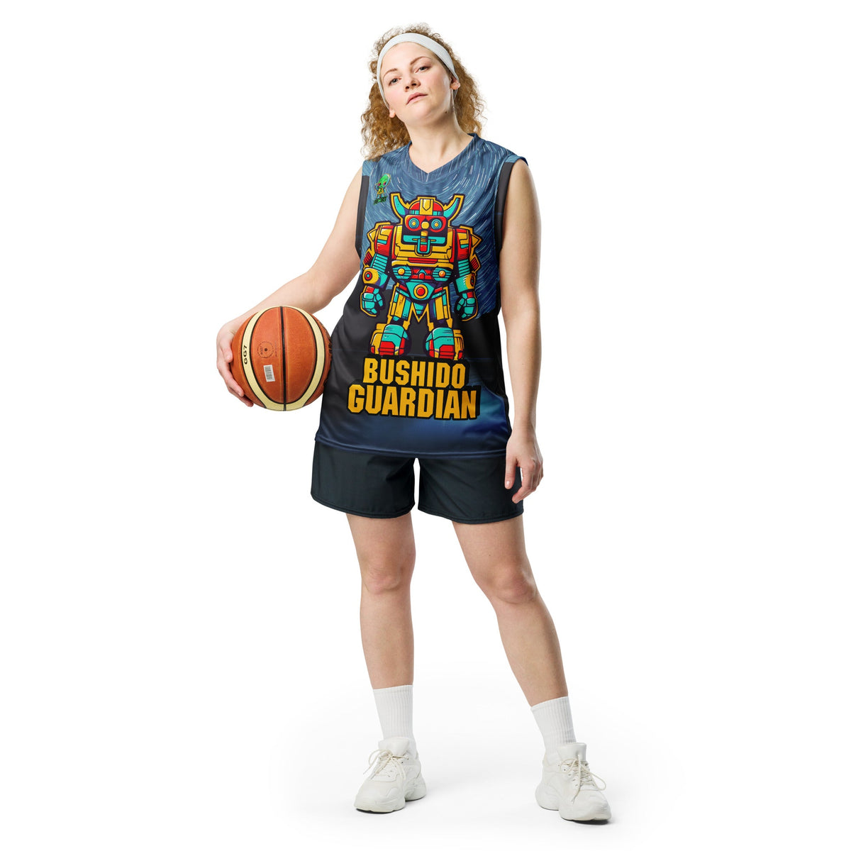 Mech Bushido Guardian - Recycled unisex basketball jersey - Lake - BBairt