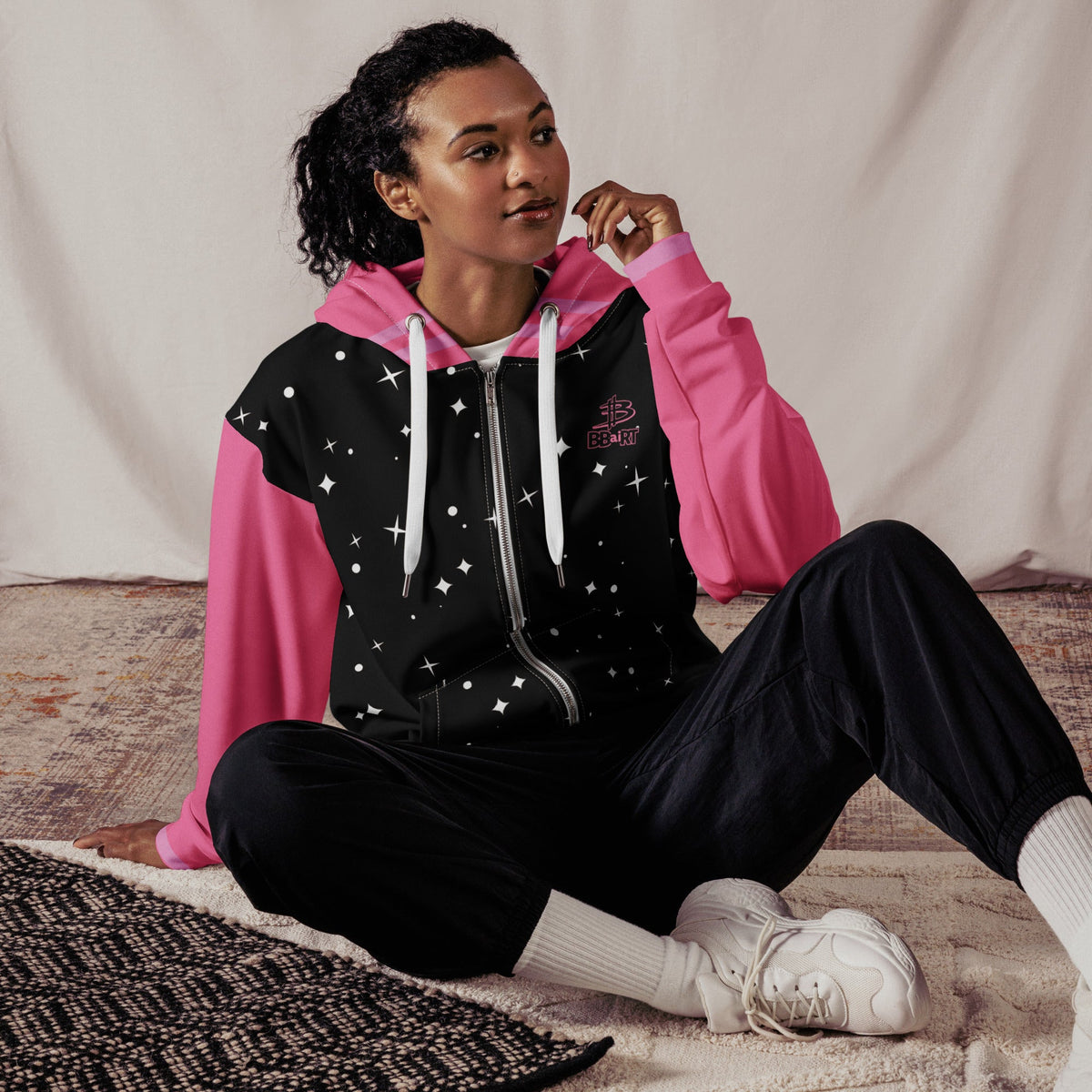 Mochi the Astro Kitten - Unisex All - Over Print Zip Hoodie - BBairt