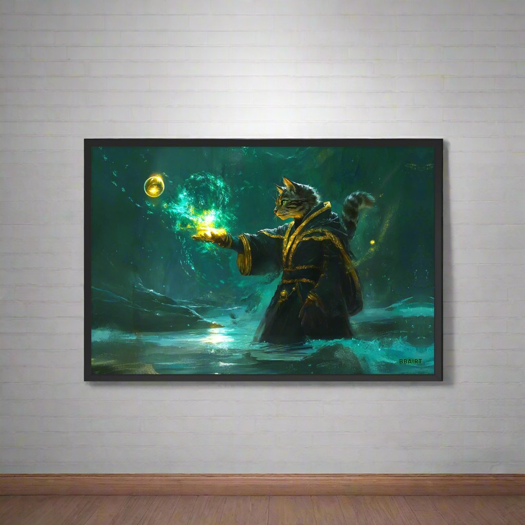 Mysticpaw the Spellcaster - Framed Matte Poster - BBairt