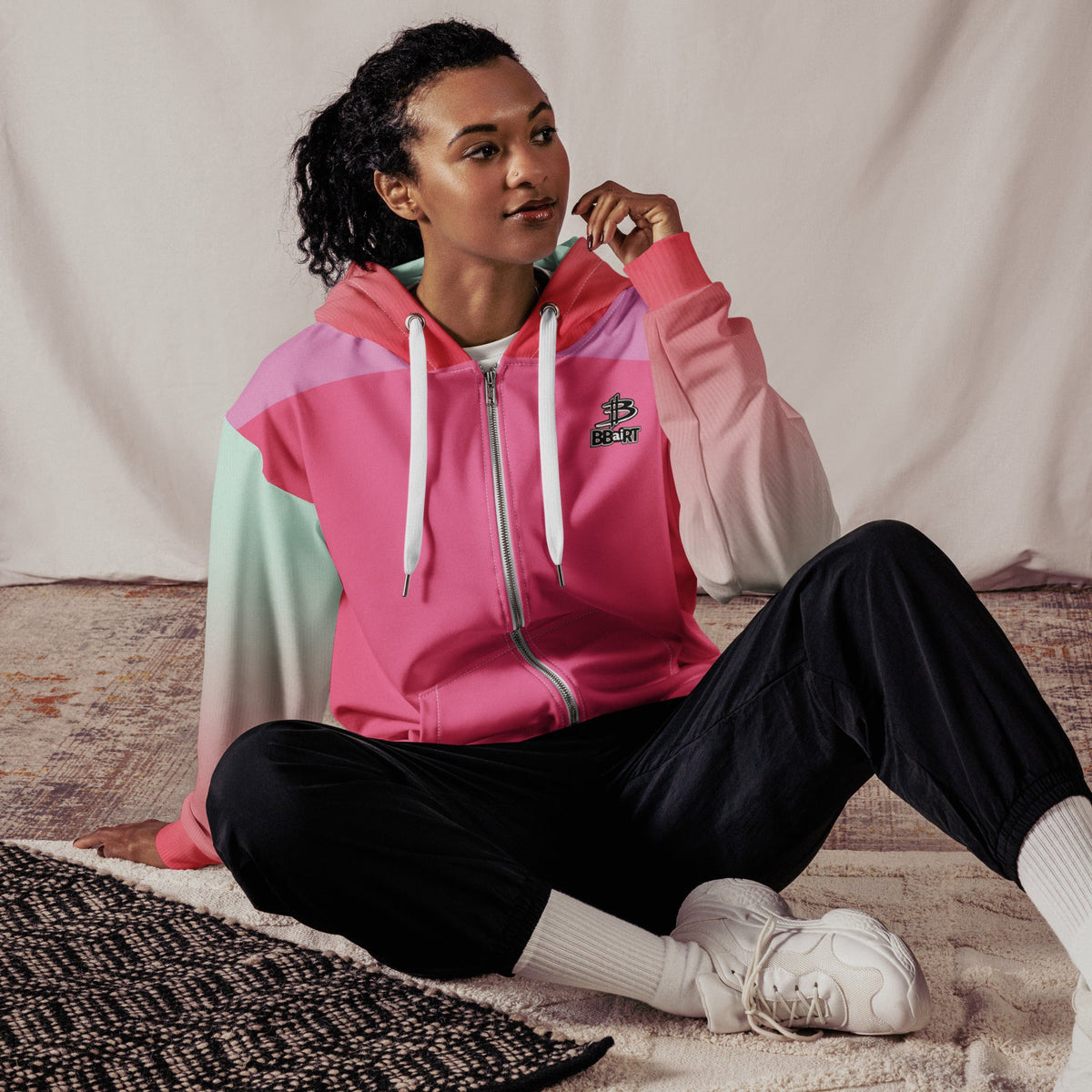 Nova the Heartbot - Unisex All - Over Print Zip Hoodie - BBairt