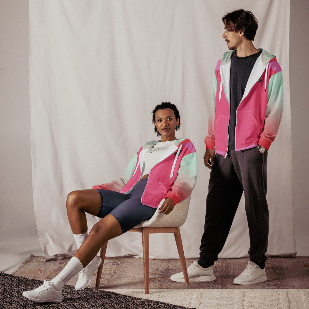 Nova the Heartbot - Unisex All - Over Print Zip Hoodie - BBairt