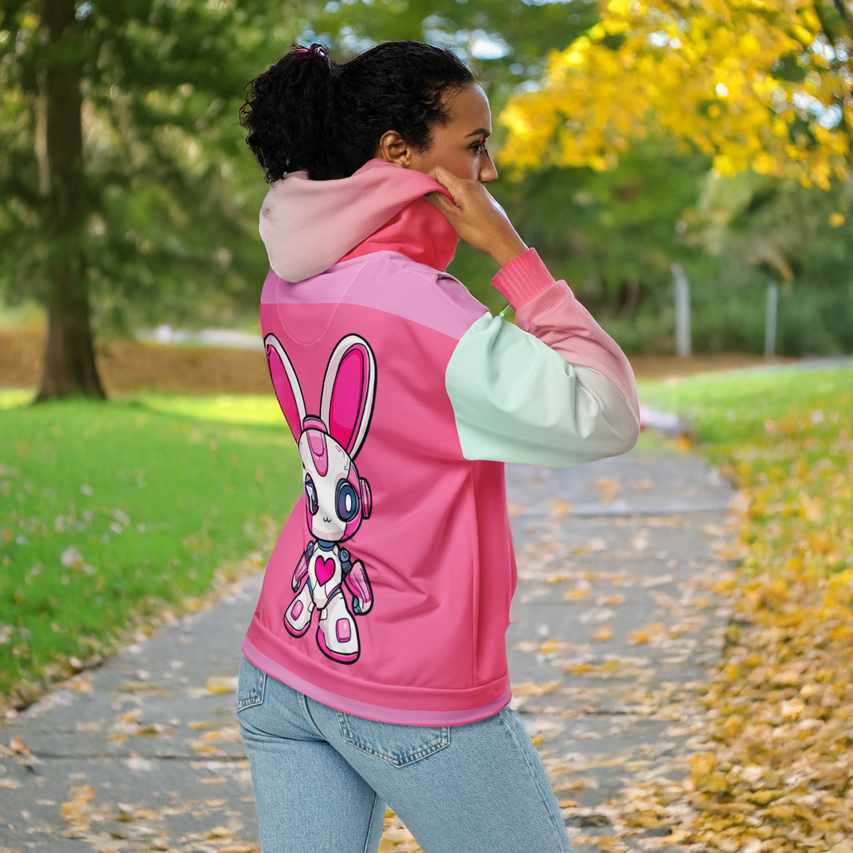 Nova the Heartbot - Unisex All - Over Print Zip Hoodie - BBairt
