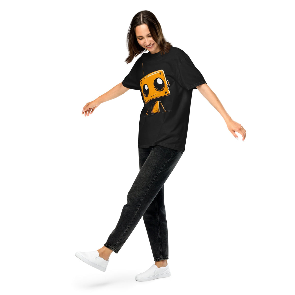Orange Bot Buddy - Unisex garment - dyed heavyweight t-shirt - BBairt