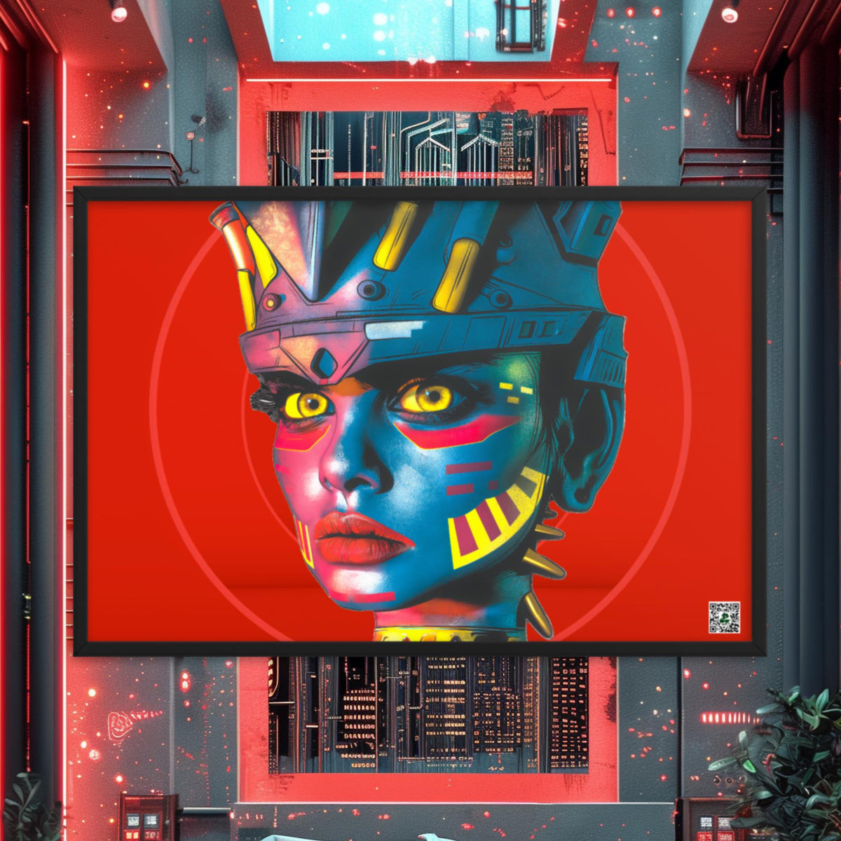Cyber Empress - Framed photo paper poster - Crimson Vortex Colorway