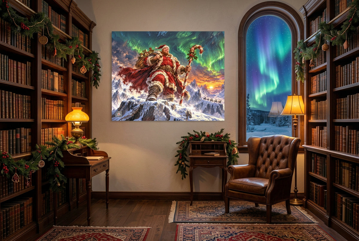 Big Ed – Under the Northern Lights – 12 × 16 inch premium luster photo paper poster; Big Ed memorial Christmas artwork, unframed product mockup by BBairt